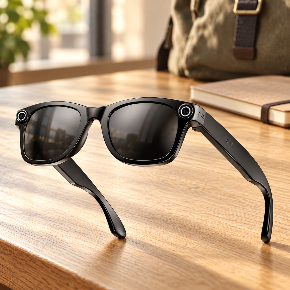 Smart Camera Glasses — lifestyle sunglasses. Styled product illustration; props not included.